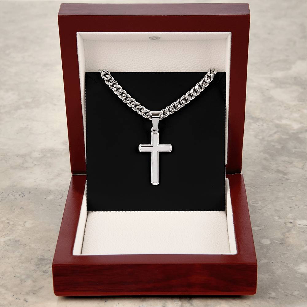 Artisan Cross Necklace on Cuban Chain