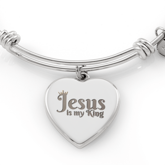 Jesus is my King - Engraved Luxury Heart Bangle
