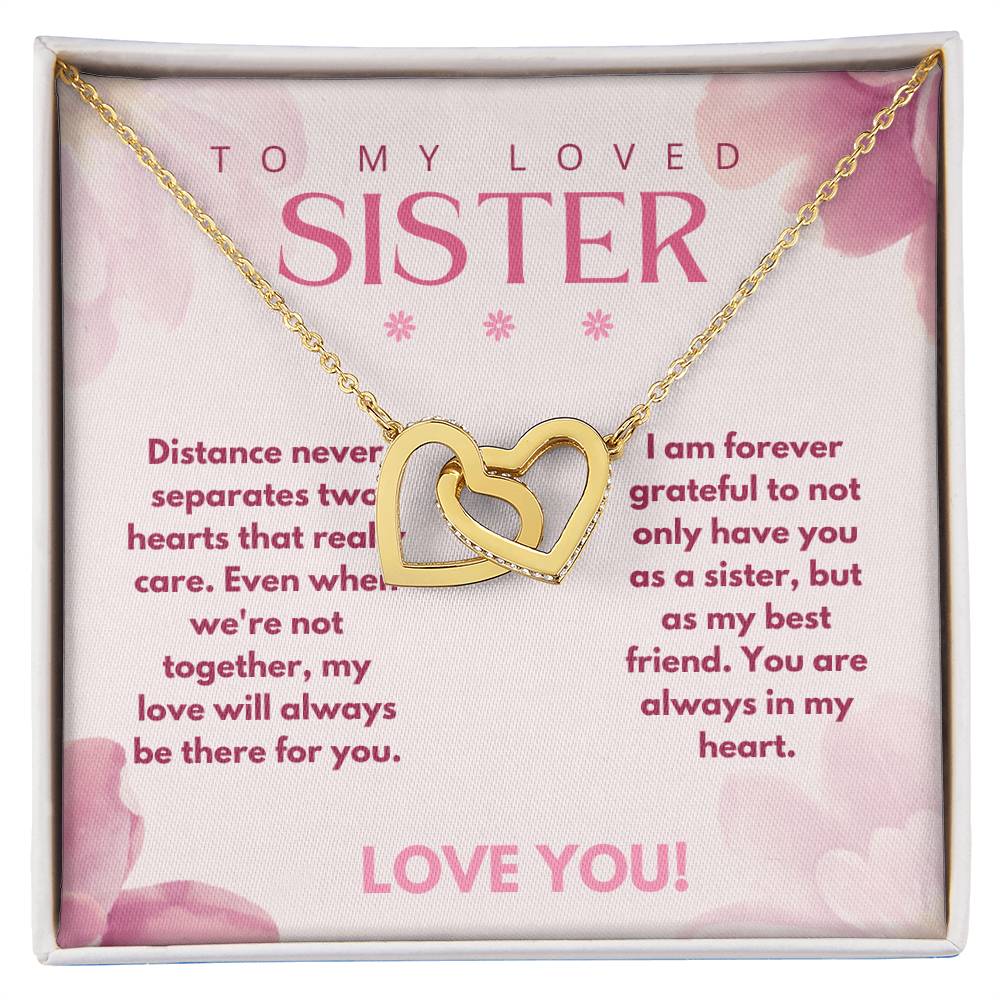 Interlocking Hearts Necklace | To My Loved Sister - Distance