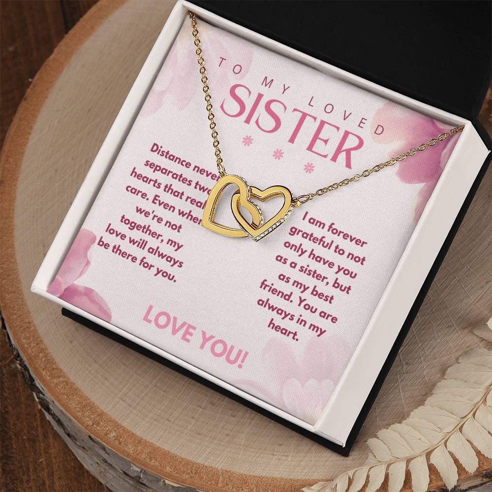 Interlocking Hearts Necklace | To My Loved Sister - Distance