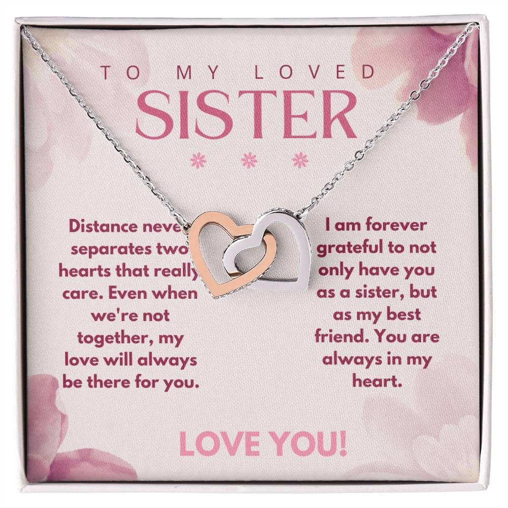 Interlocking Hearts Necklace | To My Loved Sister - Distance