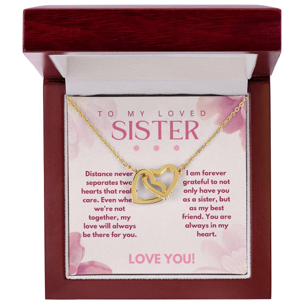 Interlocking Hearts Necklace | To My Loved Sister - Distance