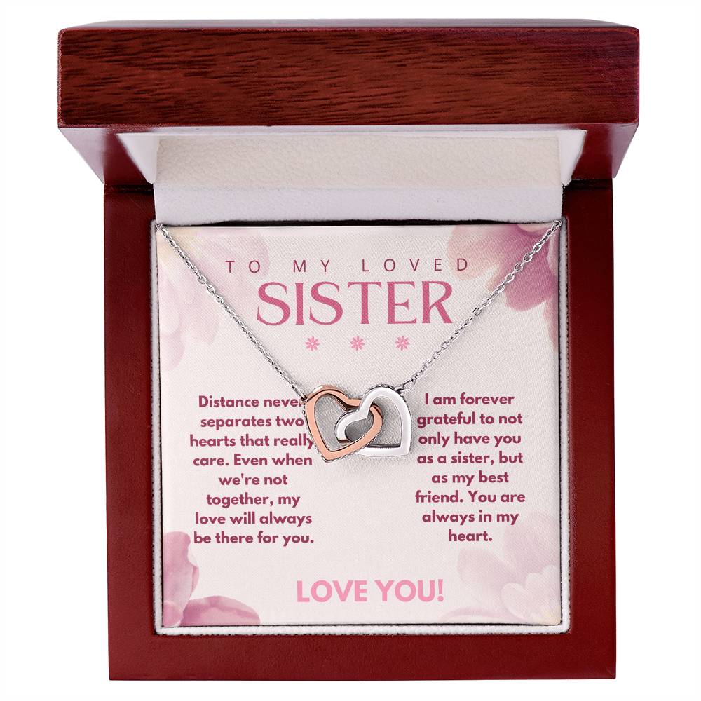 Interlocking Hearts Necklace | To My Loved Sister - Distance