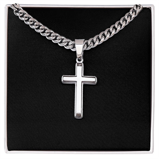 Artisan Cross Necklace on Cuban Chain