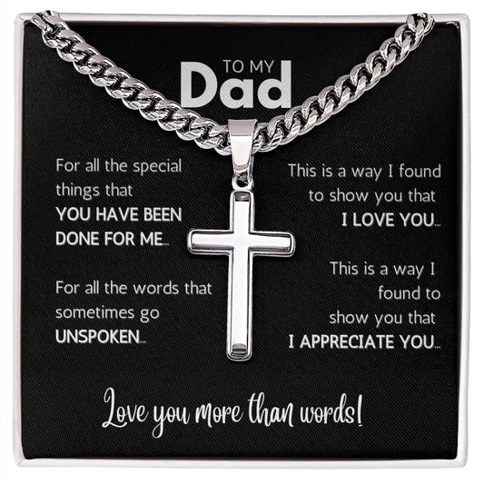 Cuban Chain with Artisan Cross Necklace | To my Dad - More than words