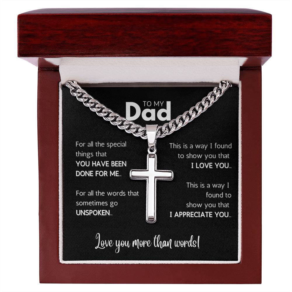 Cuban Chain with Artisan Cross Necklace | To my Dad - More than words