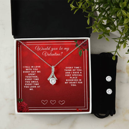Would you be my Valentine | Alluring Beauty Necklace and Cubic Zirconia Earring Set