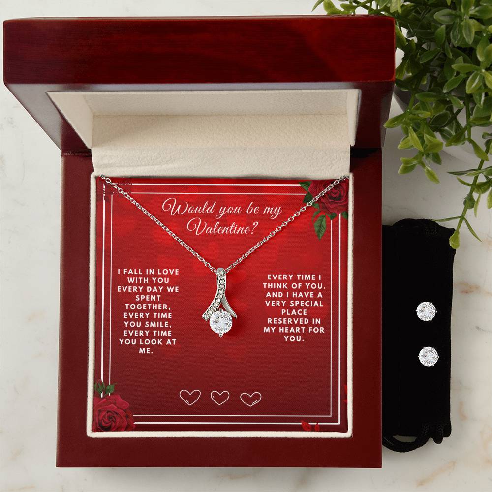 Would you be my Valentine | Alluring Beauty Necklace and Cubic Zirconia Earring Set