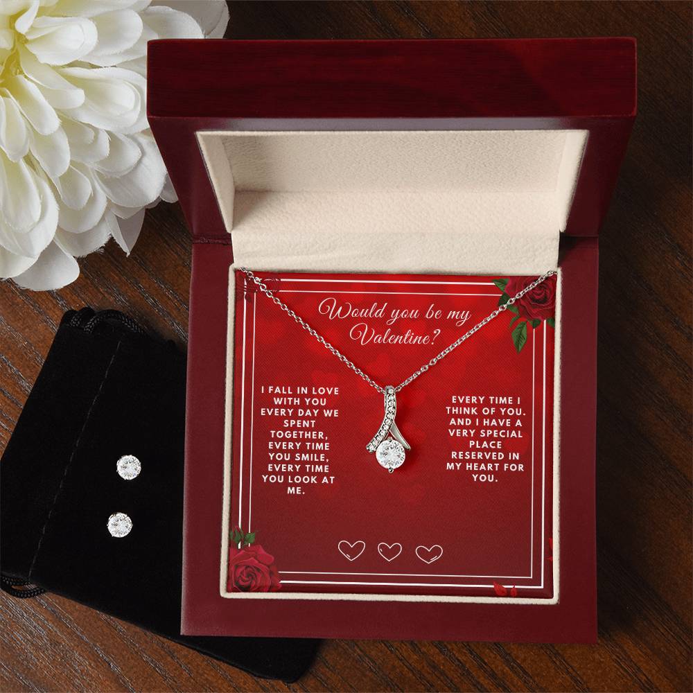 Would you be my Valentine | Alluring Beauty Necklace and Cubic Zirconia Earring Set