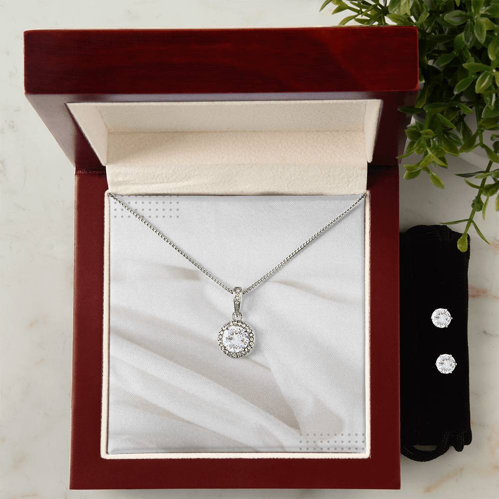 Eternal Hope Necklace + Clear CZ Earrings