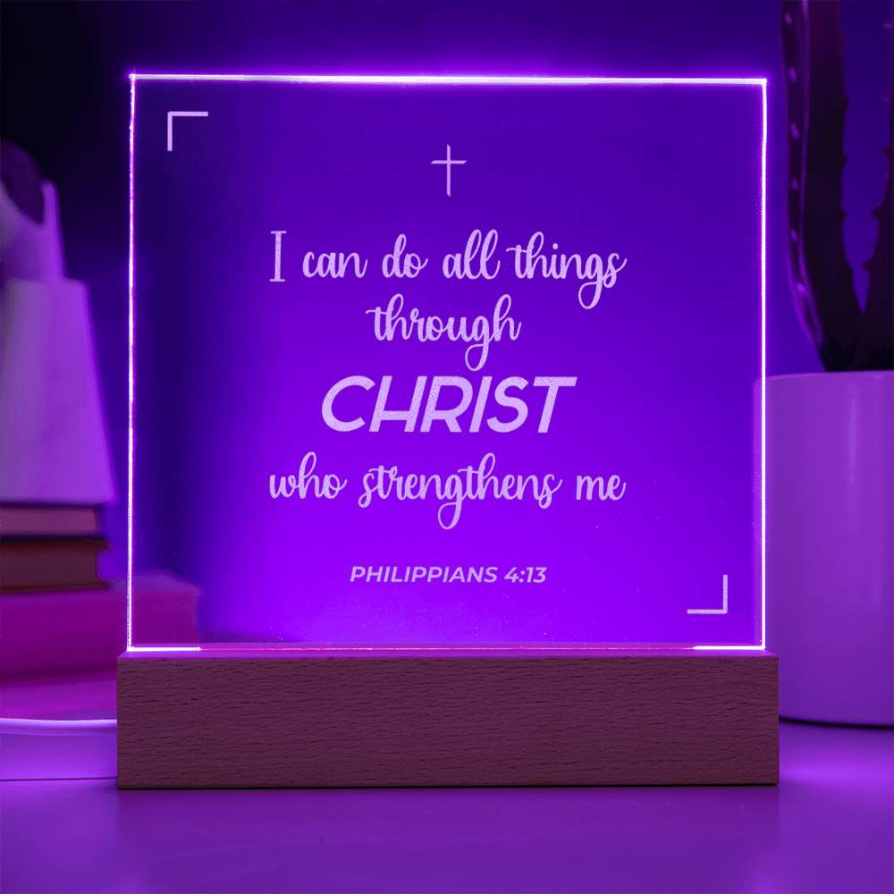 I  can do all things | Engraved Acrylic Plaque Led Light