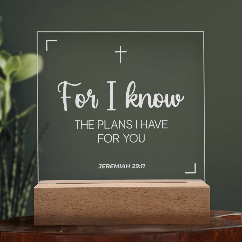 The Plans I Have for You | Engraved Acrylic Plaque Led Light
