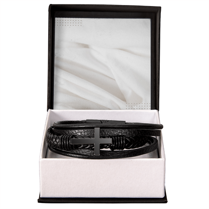 Men's Cross Leather Bracelet