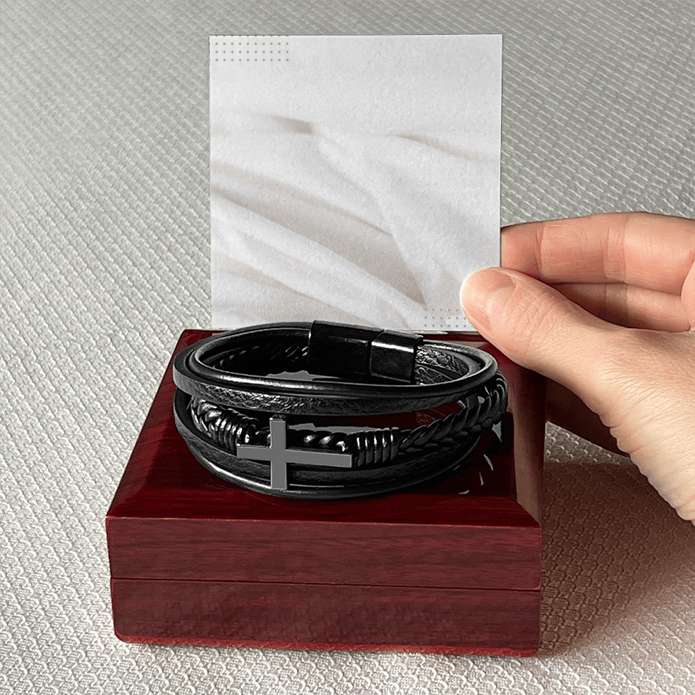 Men's Cross Leather Bracelet