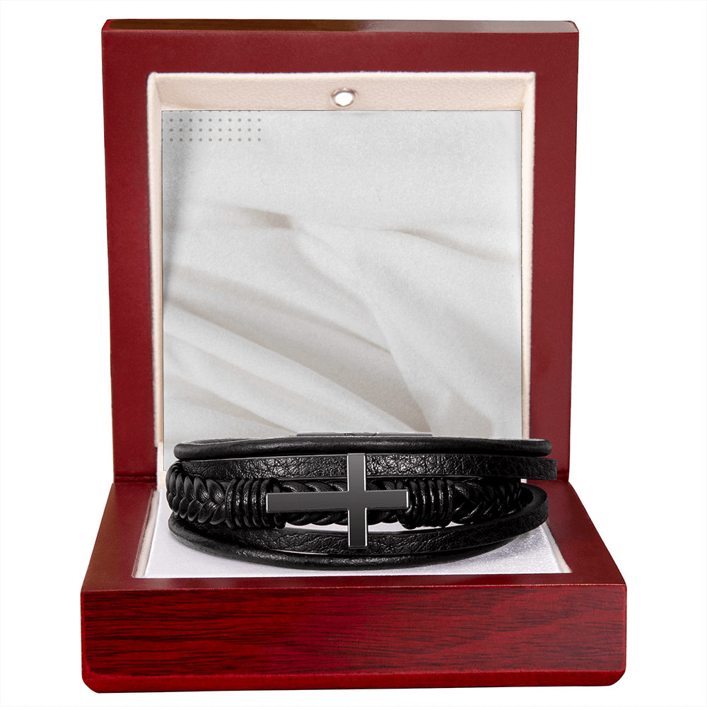 Men's Cross Leather Bracelet